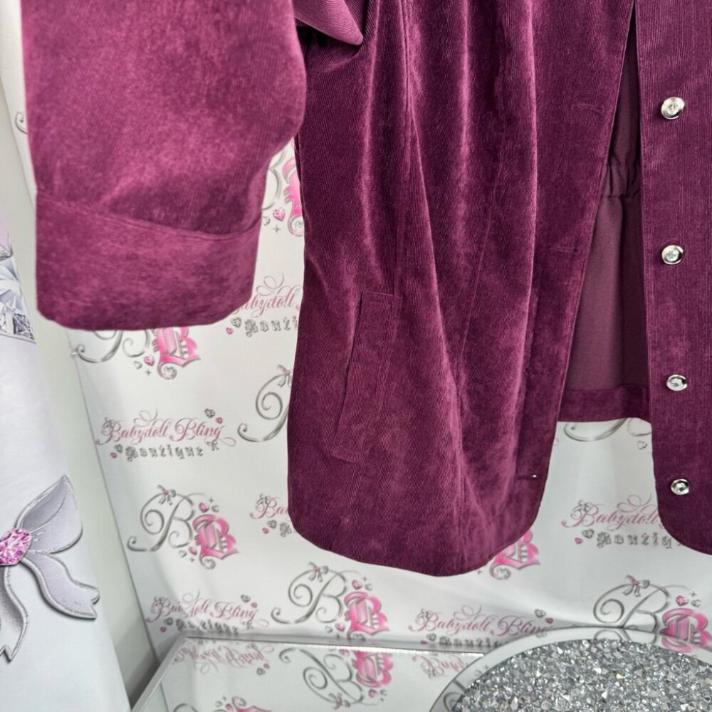Allison Daley blazer cardigan Women's Deep Purple Button-Down Shirt - Picture 6 of 10